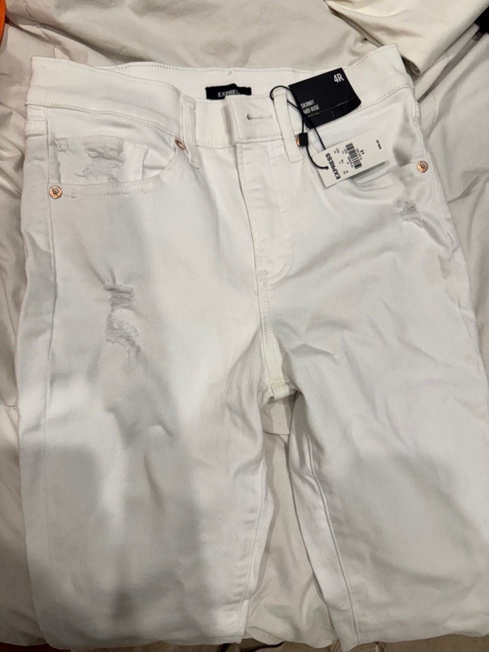 Express Skinny Mid Rise White Jean Leggings